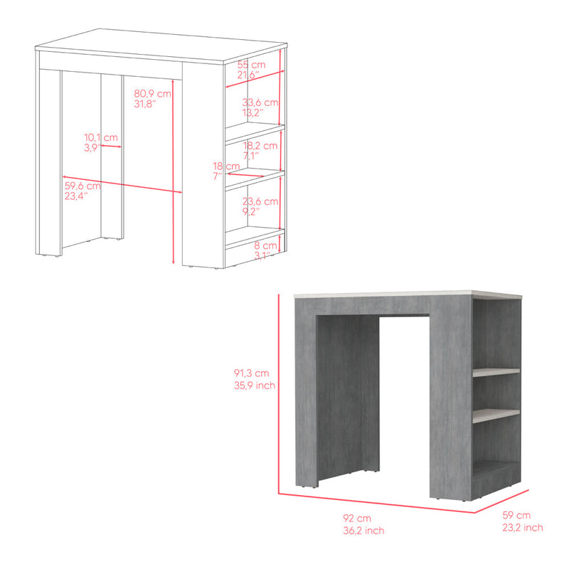 Kitchen Island Doyle,Kitchen Island, Concrete Gray / Ibiza Marble, Concrete Gray / Ibiza Marble Finish-4