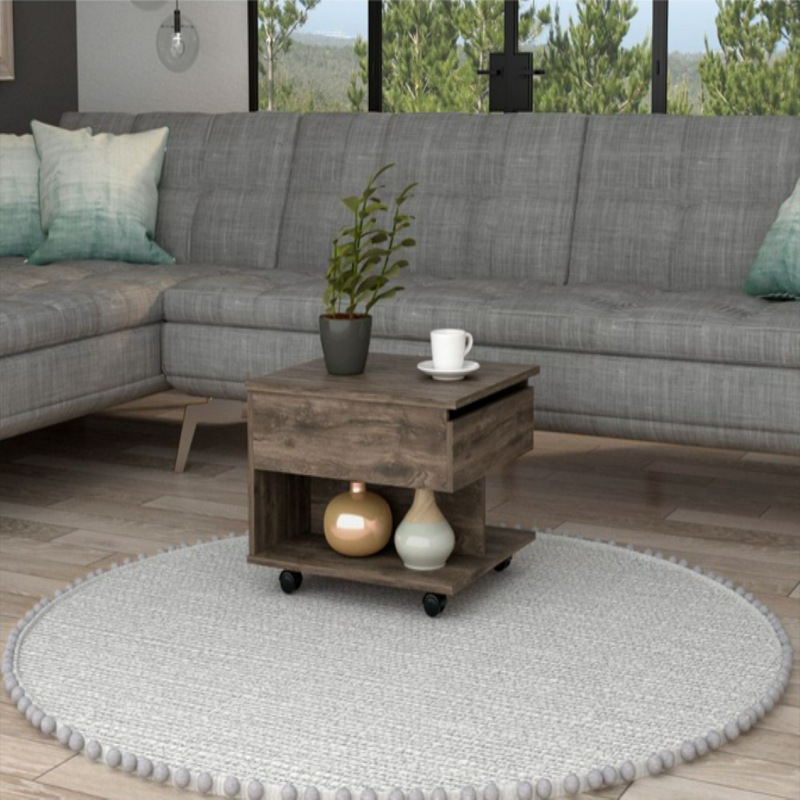 Lift Top Coffee Table Mercuri, Casters, Dark Brown Finish-0