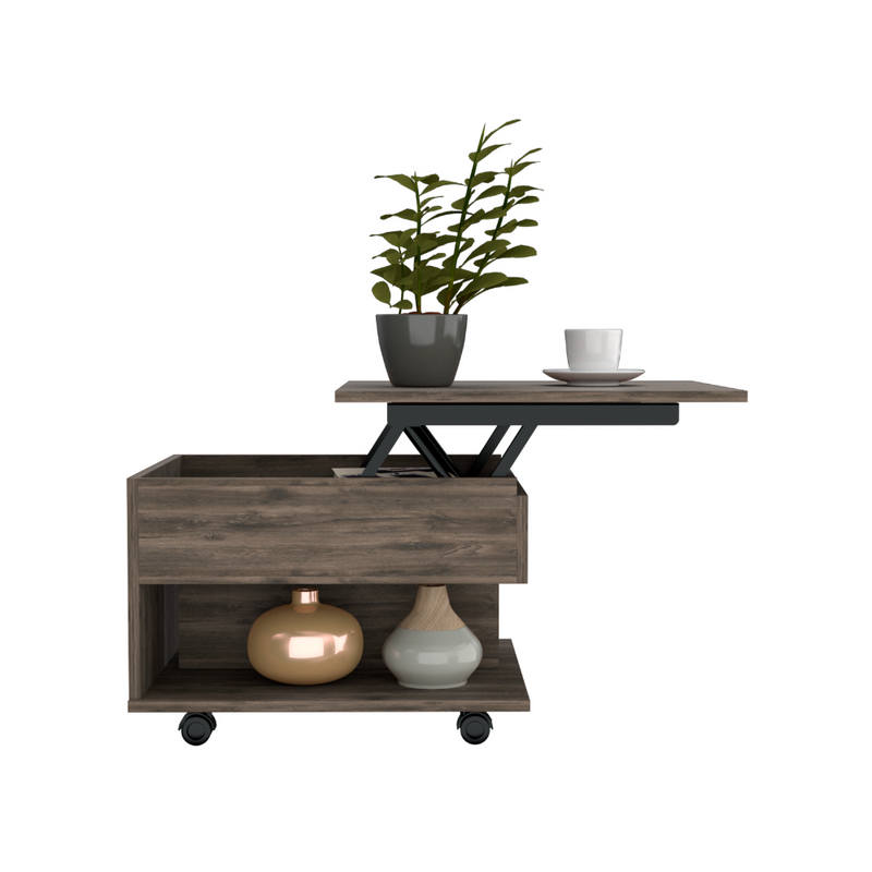 Lift Top Coffee Table Mercuri, Casters, Dark Brown Finish-2