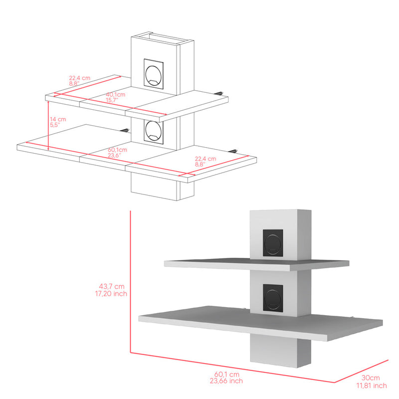 Ruston Wall Shelf With Sleek Dual-Tiered, White Finish-6