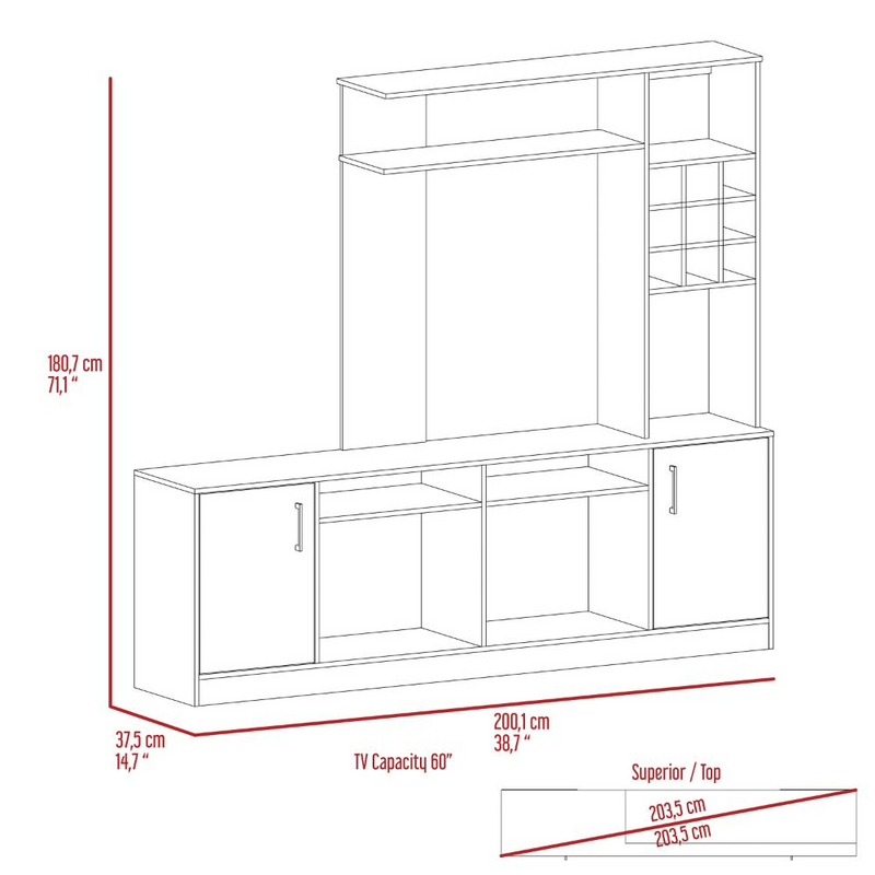 Entertainment Center Modoc For TV´s up 78", Black Wengue Finish-8