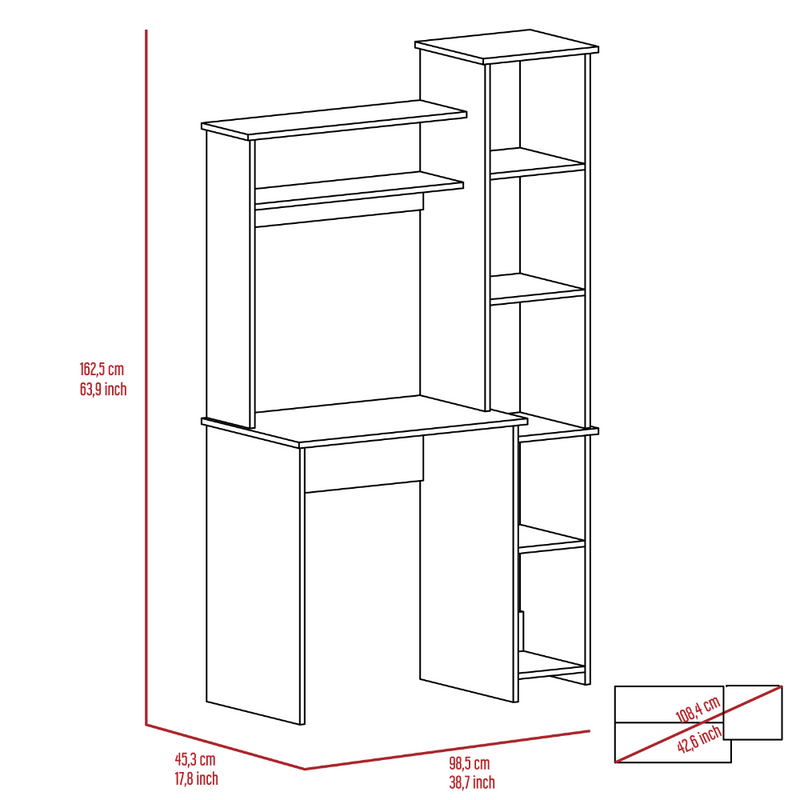 Desk Logan, Five Cubbies, Light Oak Finish-6