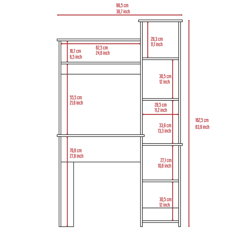 Desk Logan, Five Cubbies, Light Oak Finish-7