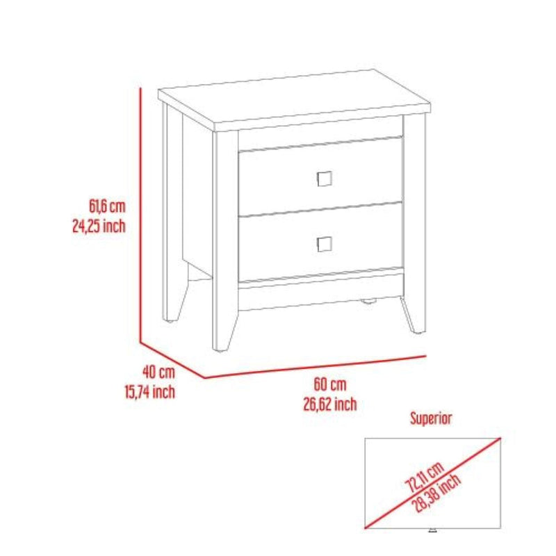 Nightstand More, Two Shelves, Four Legs, White Finish-7