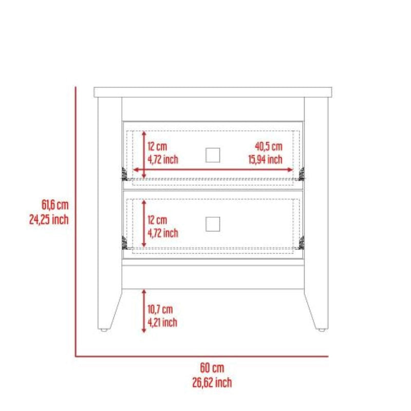 Nightstand More, Two Shelves, Four Legs, White Finish-8