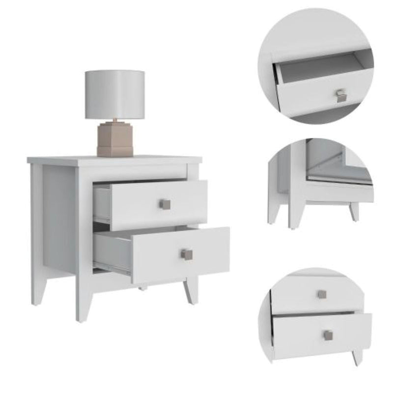 Nightstand More, Two Shelves, Four Legs, White Finish-6