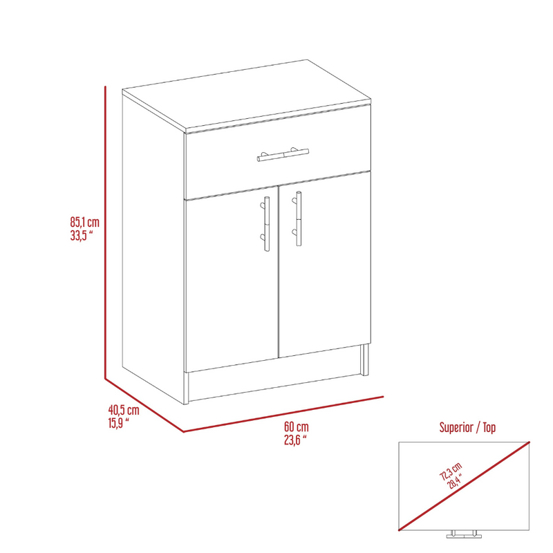 Pantry Cabinet Netal, One Drawer, White / Light Oak Finish-7