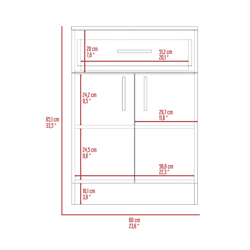 Pantry Cabinet Netal, One Drawer, White / Light Oak Finish-8