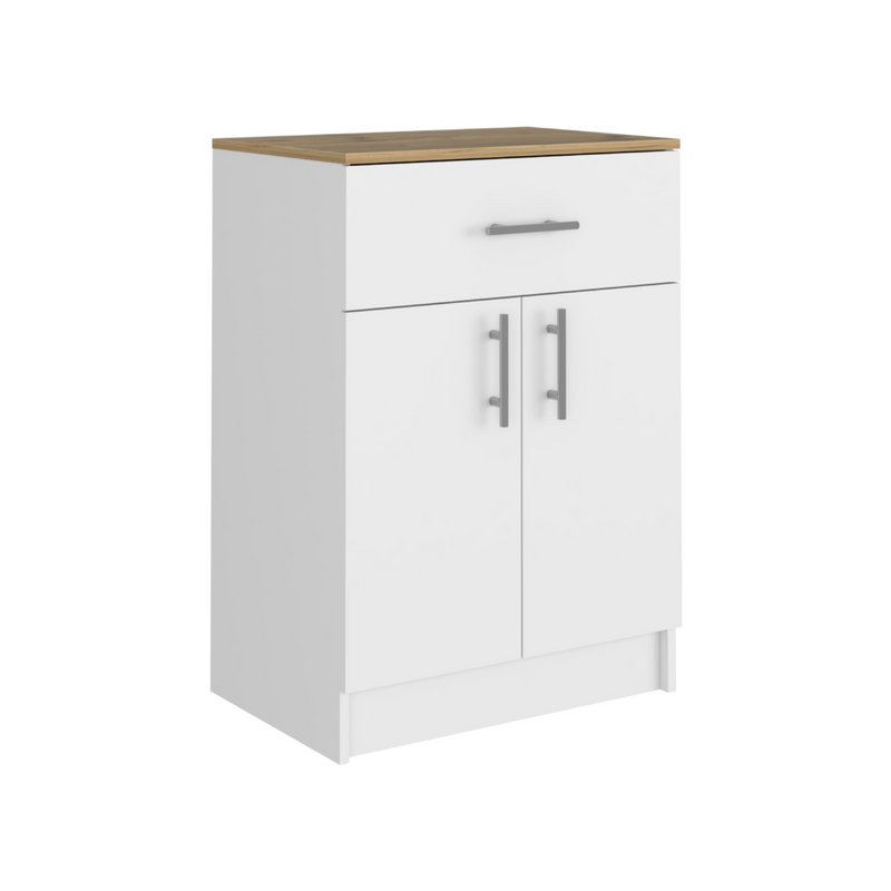 Pantry Cabinet Netal, One Drawer, White / Light Oak Finish-5