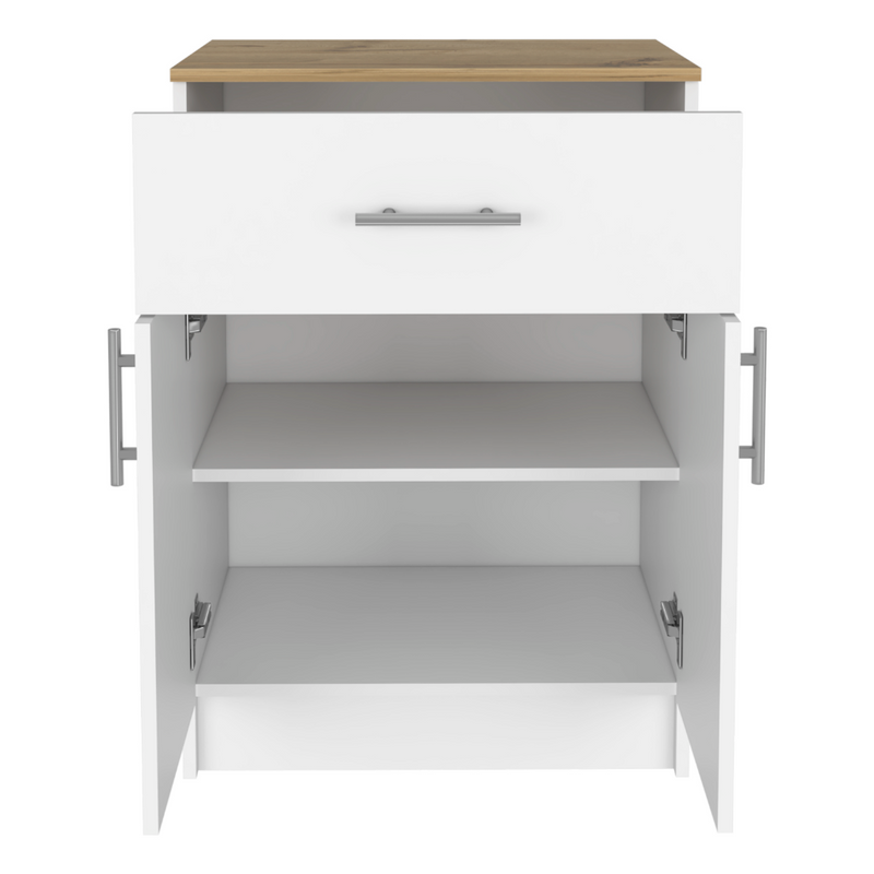 Pantry Cabinet Netal, One Drawer, White / Light Oak Finish-2