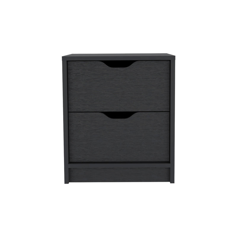 Nightstand Gandu, Two Drawers, Black Wengue Finish-4