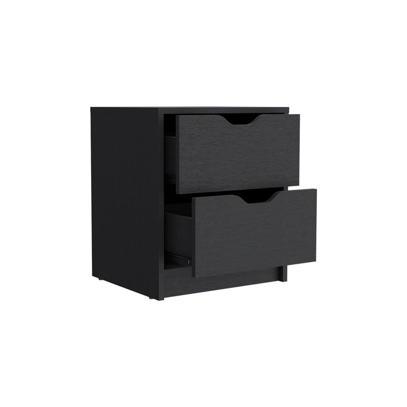 Nightstand Gandu, Two Drawers, Black Wengue Finish-5