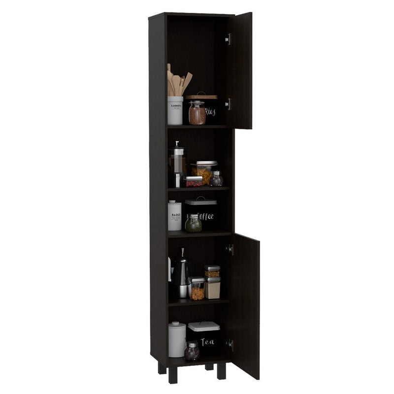 Pantry Cabinet Almada, Three Interior Shelves, Black Wengue Finish-4