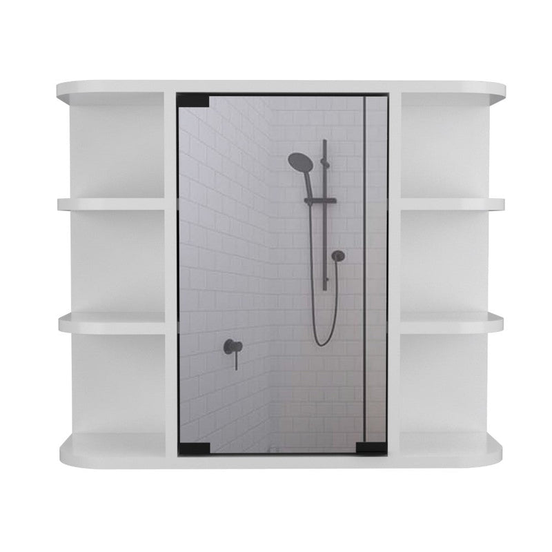 Medicine Cabinet Milano, Six External Shelves Mirror, White Finish-5