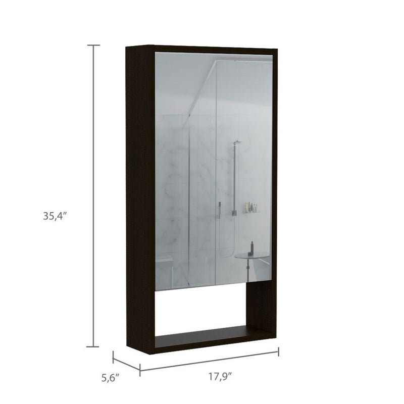 Medicine Cabinet Irvine, One External Shelf, Black Wengue Finish-6