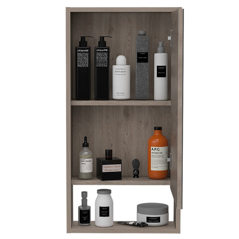 Medicine Cabinet Irvine, One External Shelf, Light Gray Finish-6