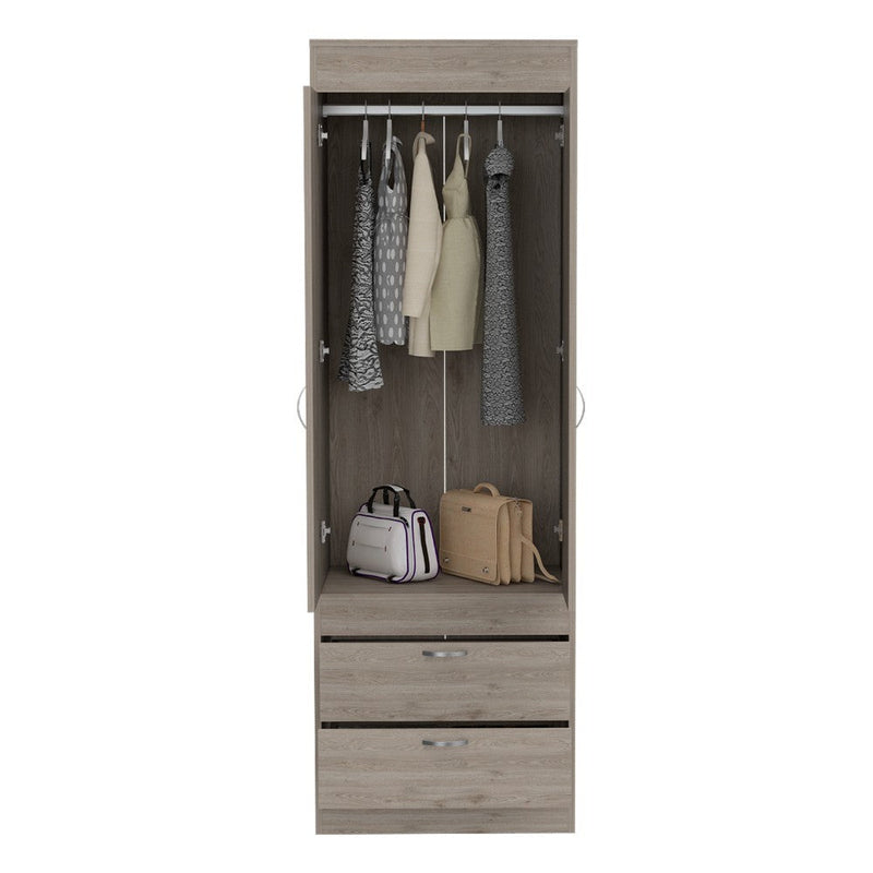 Armoire Tarento,Two Drawers, Light Gray Finish-6