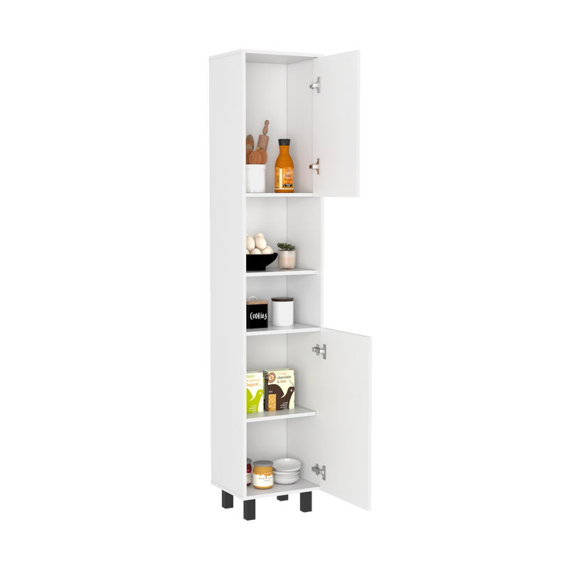 Pantry Cabinet Almada, Three Interior Shelves, White Finish-6