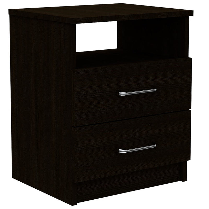 Nightstand Olivenza, Two Drawers, Black Wengue Finish-3