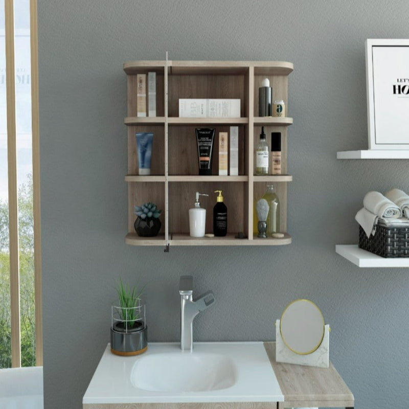 Medicine Cabinet Milano, Six External Shelves Mirror, Light Gray Finish-1