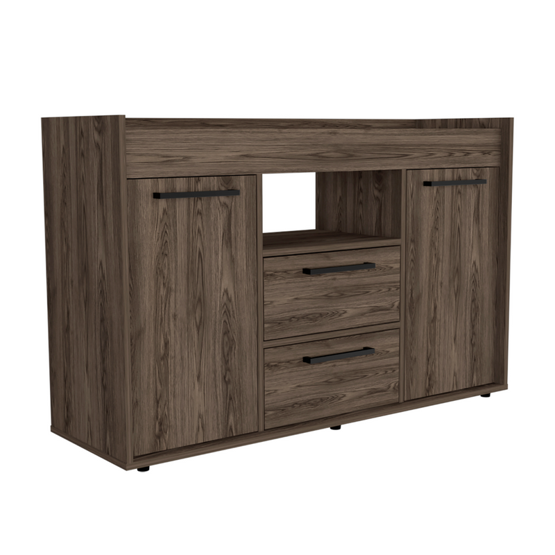 Sideboard Perssiu, Two Drawers, Double Door Cabinets, Dark Walnut Finish-5