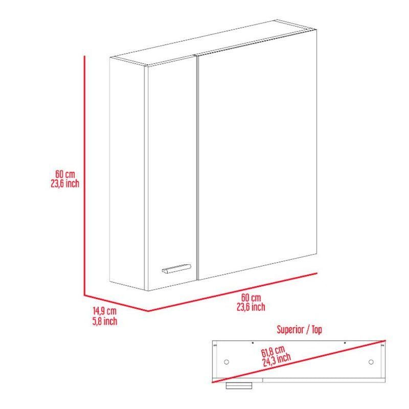 Medicine Cabinet Prague, Four Internal Shelves, Single Door, Light Gray Finish-7