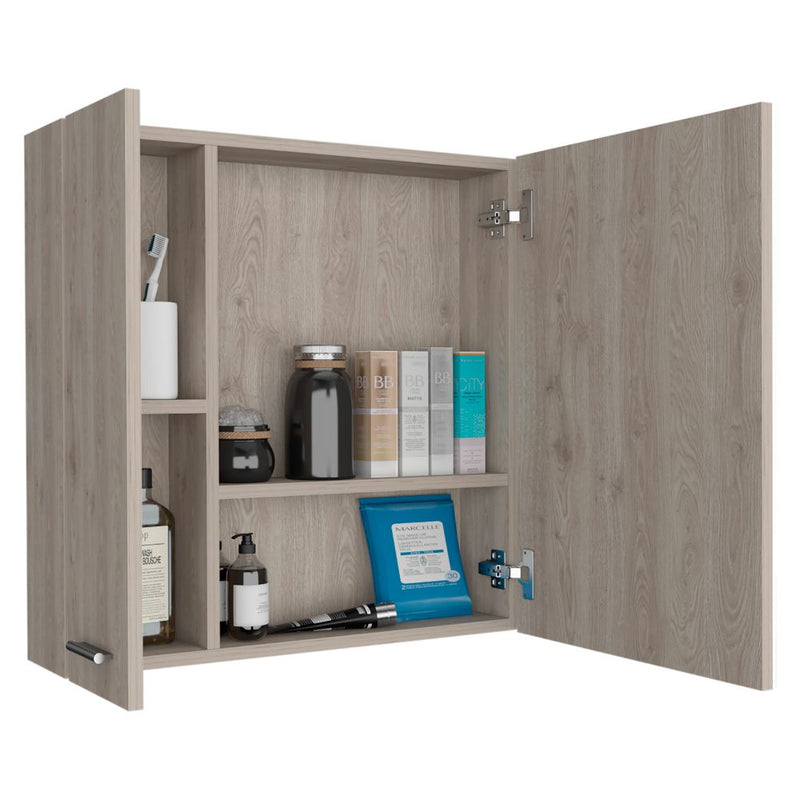 Medicine Cabinet Prague, Four Internal Shelves, Single Door, Light Gray Finish-5