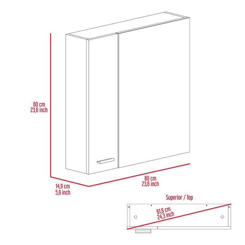 Medicine Cabinet Prague, Four Internal Shelves, Single Door, Black Wengue Finish-7