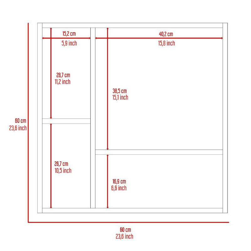 Medicine Cabinet Prague, Four Internal Shelves, Single Door, Black Wengue Finish-8