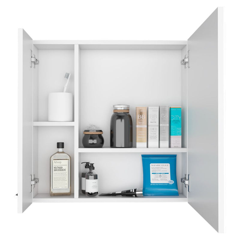 Medicine Cabinet Prague, Four Internal Shelves, Single Door, White Finish-3