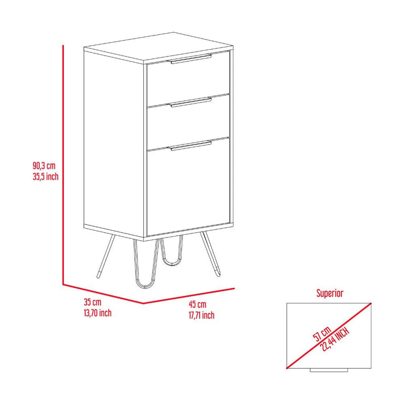 Light Dresser Skyoner, Hairpin Legs, Superior Top,Three Drawers, Light Oak Finish-7