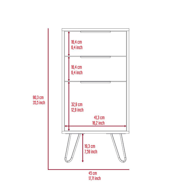 Light Dresser Skyoner, Hairpin Legs, Superior Top,Three Drawers, Light Oak Finish-8