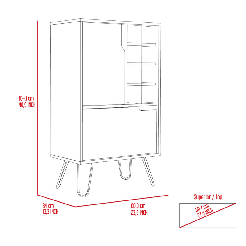 L Bar Cabinet Silhill, Eight Wine Cubbies, Two Cabinets With Single Door, Light Gray Finish-7