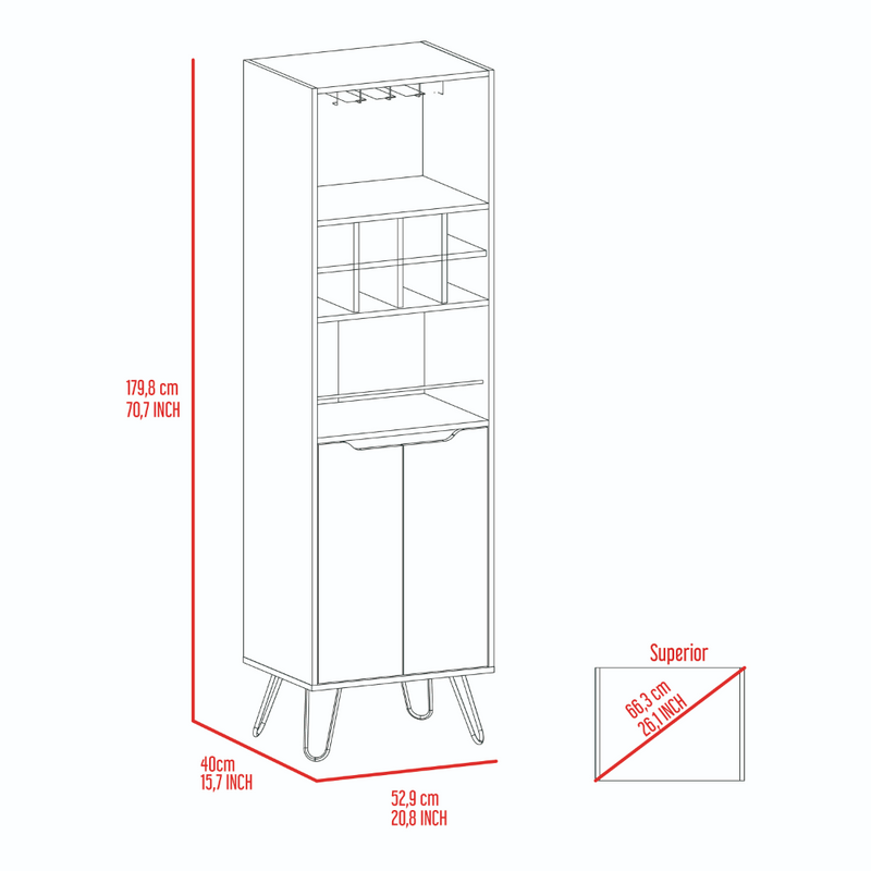 H Bar Cabinet Silhill, Eight Wine Cubbies, Two Cabinets With Single Door, Black Wengue Finish-7