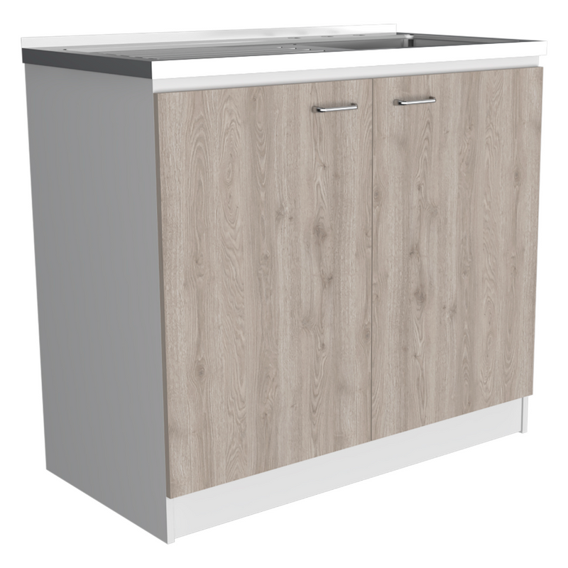 Utility Sink Vernal, Double Door, Smokey Oak / Light Gray Finish-5