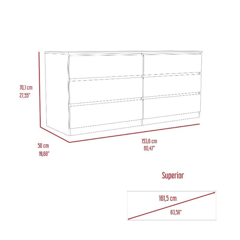 6 Drawer Double Dresser Tronx, Superior Top, Black Wengue Finish-7