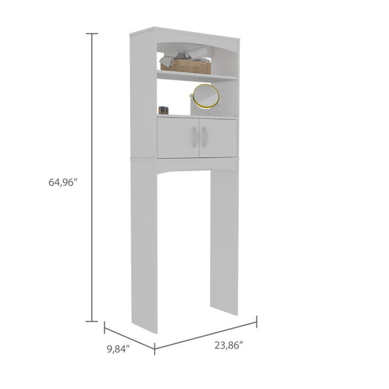 Over The Toilet Cabinet Valentia, Three Shelves, White Finish-7