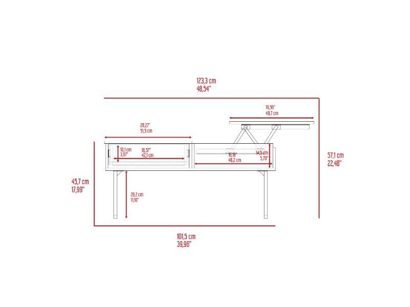 Lift Top Coffee Table With Drawer Vezu, Dark Walnut Finish-8