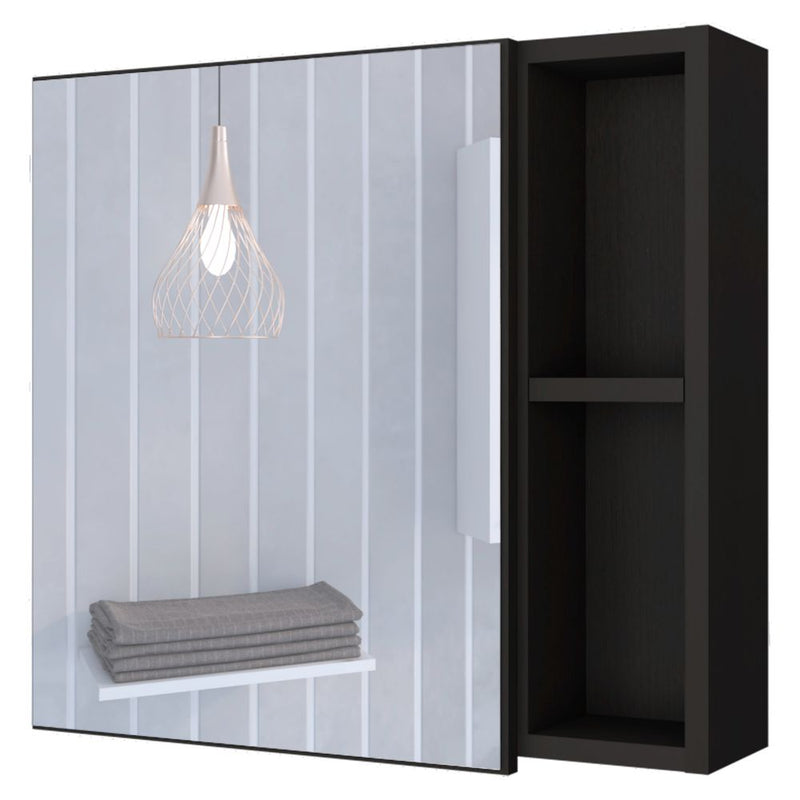 Medicine Cabinet Viking, Three Internal Shelves, Single Door, Two External Shelves, Black Wengue Finish-5