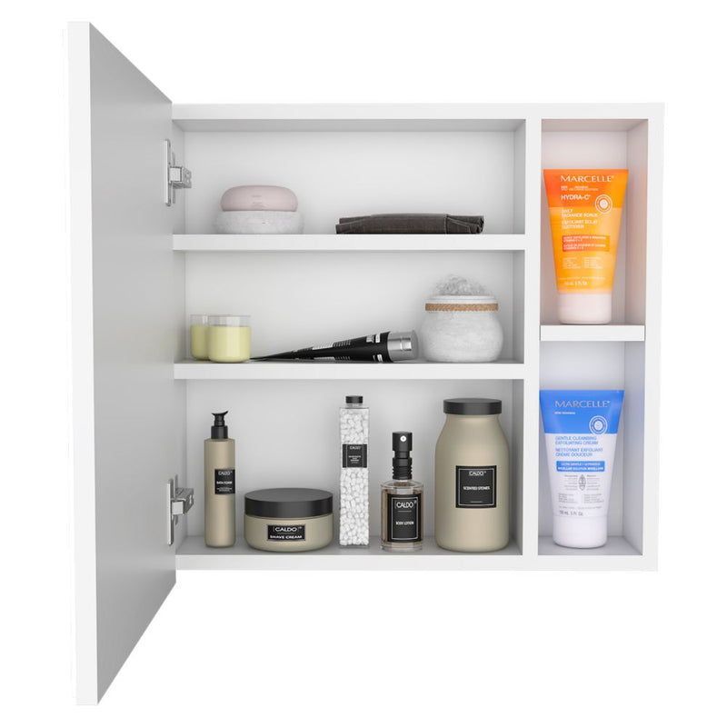 Medicine Cabinet Viking, Three Internal Shelves, Single Door, Two External Shelves, White Finish-3