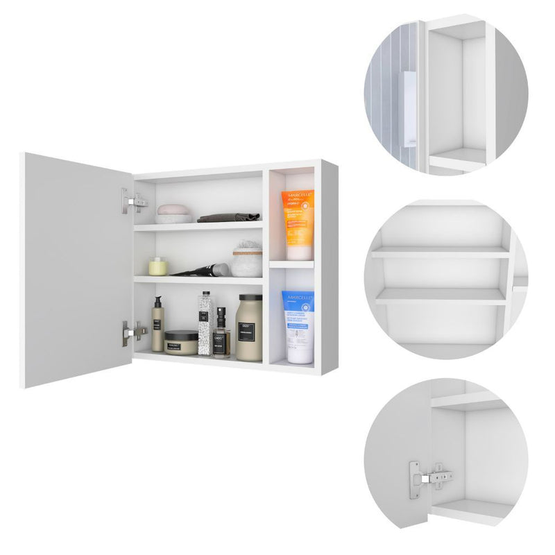 Medicine Cabinet Viking, Three Internal Shelves, Single Door, Two External Shelves, White Finish-6