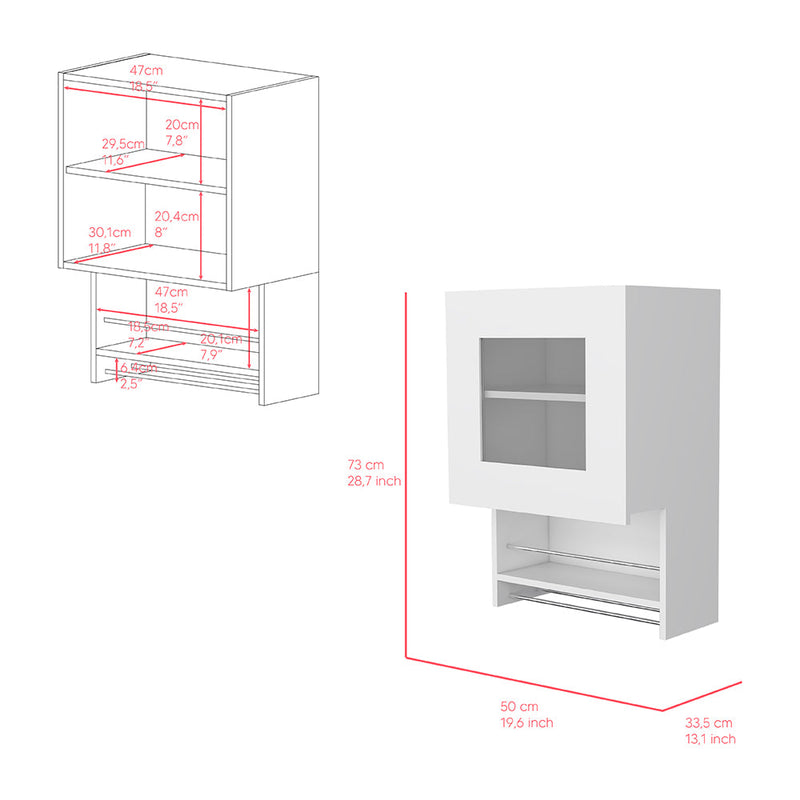 Kitchen Wall Cabinet Papua, Three Shelves, White Finish-6