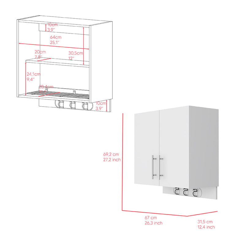 Wall Storage Cabinet Alikuri, Four Cabinets, White Finish-6