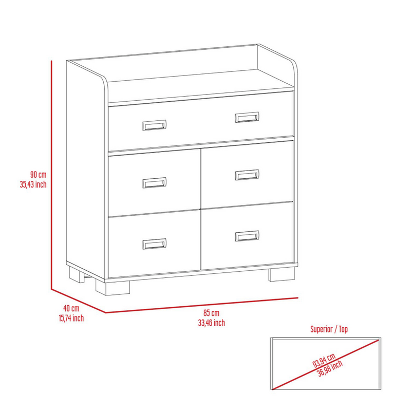 Dresser Wuuman, Four Drawers, Single Double Drawer, Dark Brown Finish-5