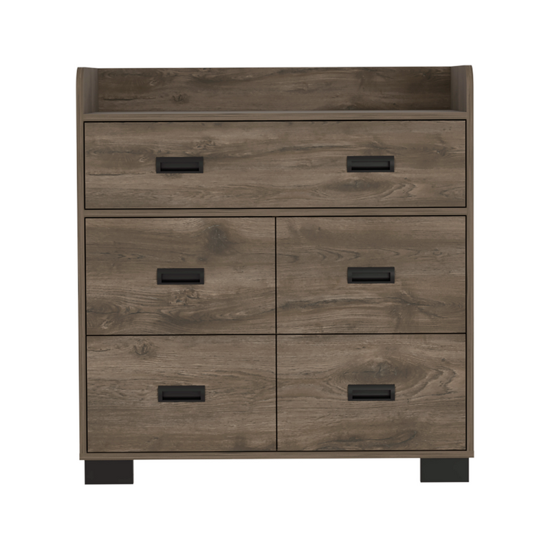 Dresser Wuuman, Four Drawers, Single Double Drawer, Dark Brown Finish-2