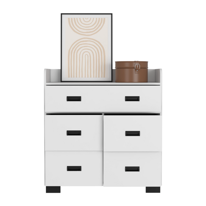 Dresser Wuuman, Four Drawers, Single Double Drawer, White Finish-1