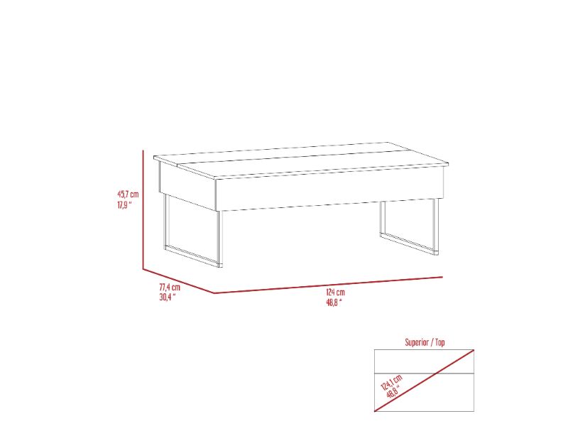 Lift Top Coffee Table Wuzz, Two Legs, Two Shelves, Carbon Espresso / Black Wengue Finish-7