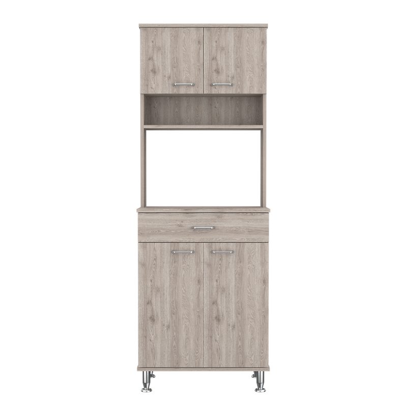 Pantry Piacenza, Two Double Door Cabinet, Light Gray Finish-3