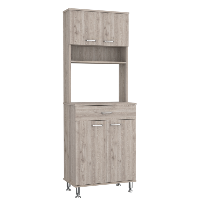 Pantry Piacenza, Two Double Door Cabinet, Light Gray Finish-5