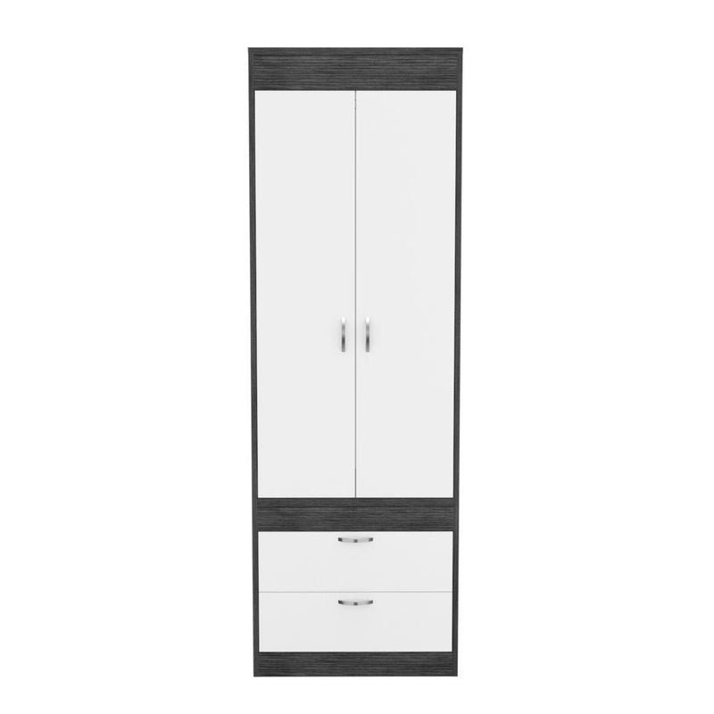 Armoire Tarento,Two Drawers, Smokey Oak / White Finish-3